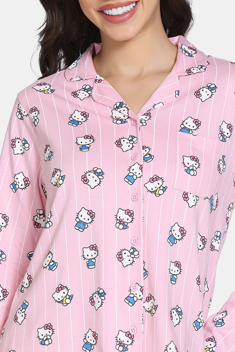 Zivame Hello Kitty Knit Cotton Pyjama Set - Fairy Tale — image 5
